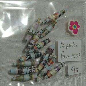 One-of-a-kind handmade/hand rolled paper beads/jewelry making/craft supplies/DIY